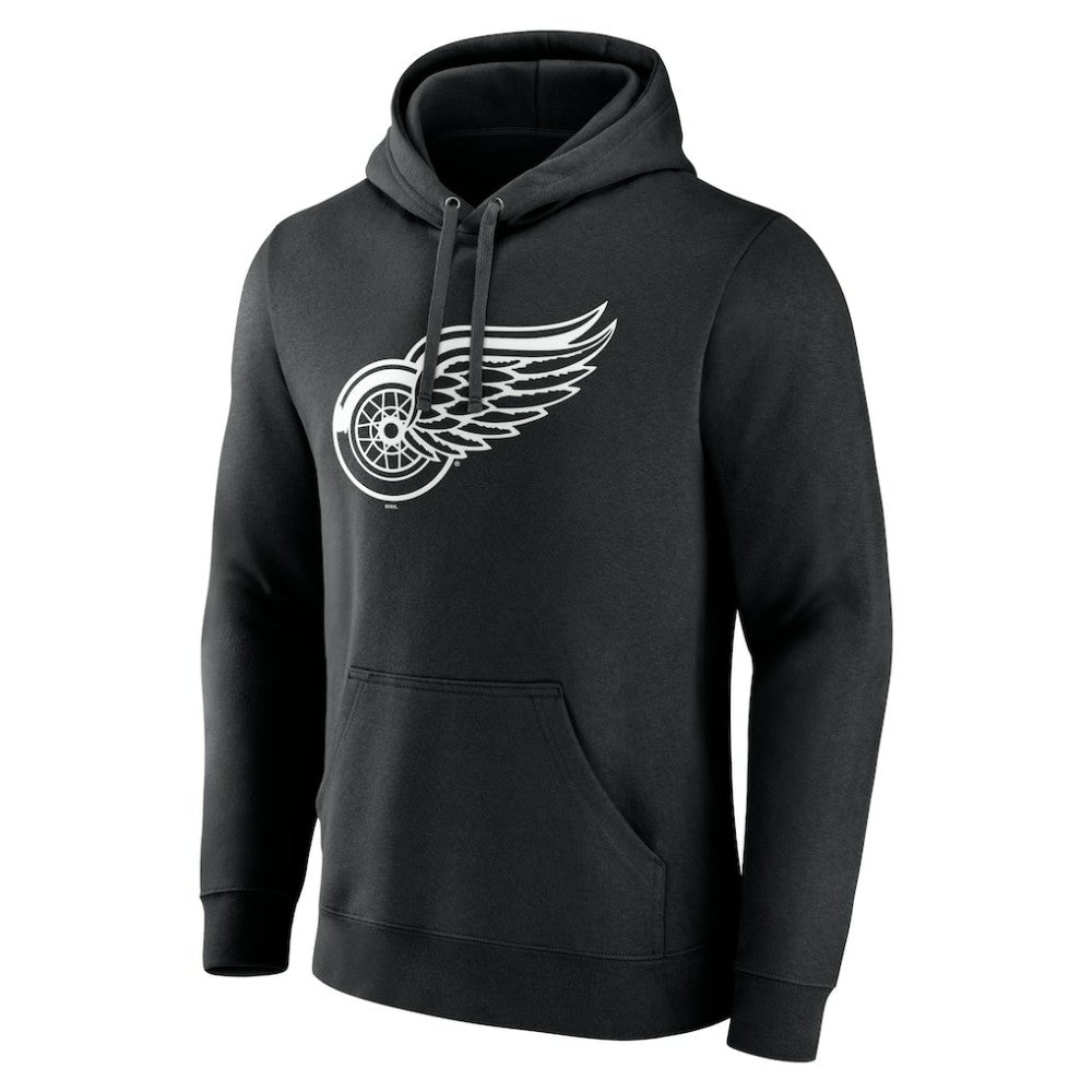 NHL,Custom Detroit Red Wings Personalized Name & Number Monochrome Pullover Hoodie - Black
