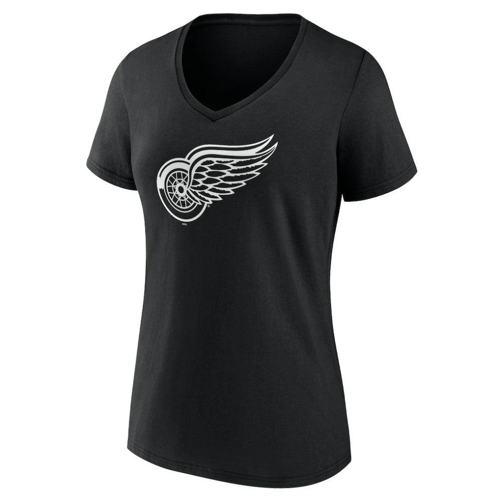 NHL,Custom Detroit Red Wings Women's Personalized Name & Number Monochrome V-Neck T-Shirt - Black