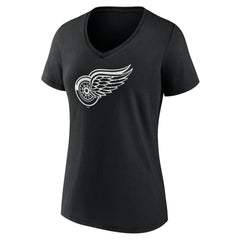 NHL,Custom Detroit Red Wings Women's Personalized Name & Number Monochrome V-Neck T-Shirt - Black