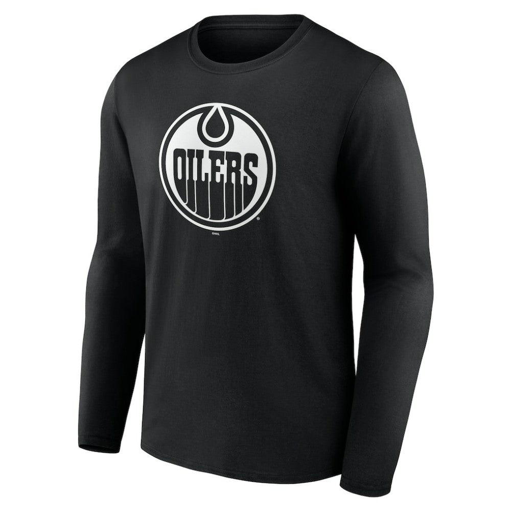 NHL,Custom Edmonton Oilers Personalized Name & Number Monochrome Long Sleeve T-Shirt - Black