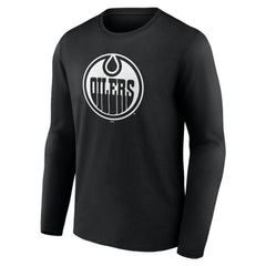 NHL,Custom Edmonton Oilers Personalized Name & Number Monochrome Long Sleeve T-Shirt - Black