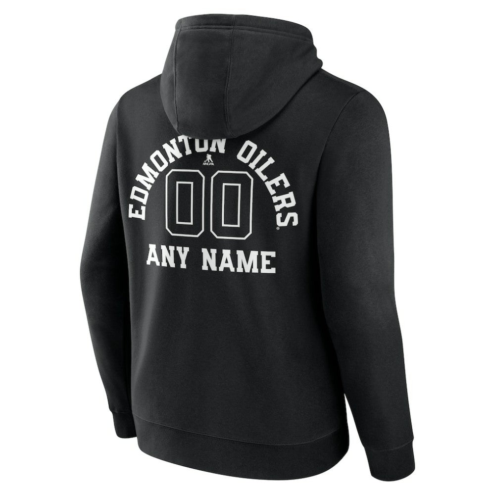 NHL,Custom Edmonton Oilers Personalized Name & Number Monochrome Pullover Hoodie - Black