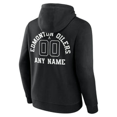 NHL,Custom Edmonton Oilers Personalized Name & Number Monochrome Pullover Hoodie - Black