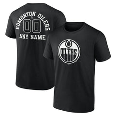 NHL,Custom Edmonton Oilers Personalized Name & Number Monochrome T-Shirt - Black