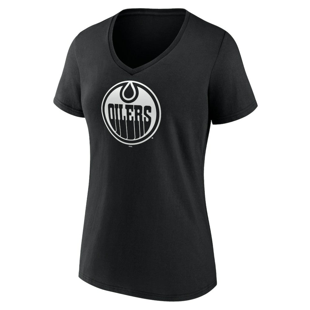 NHL,Custom Edmonton Oilers Women's Personalized Name & Number Monochrome V-Neck T-Shirt - Black