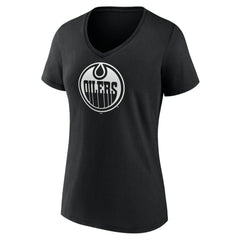 NHL,Custom Edmonton Oilers Women's Personalized Name & Number Monochrome V-Neck T-Shirt - Black