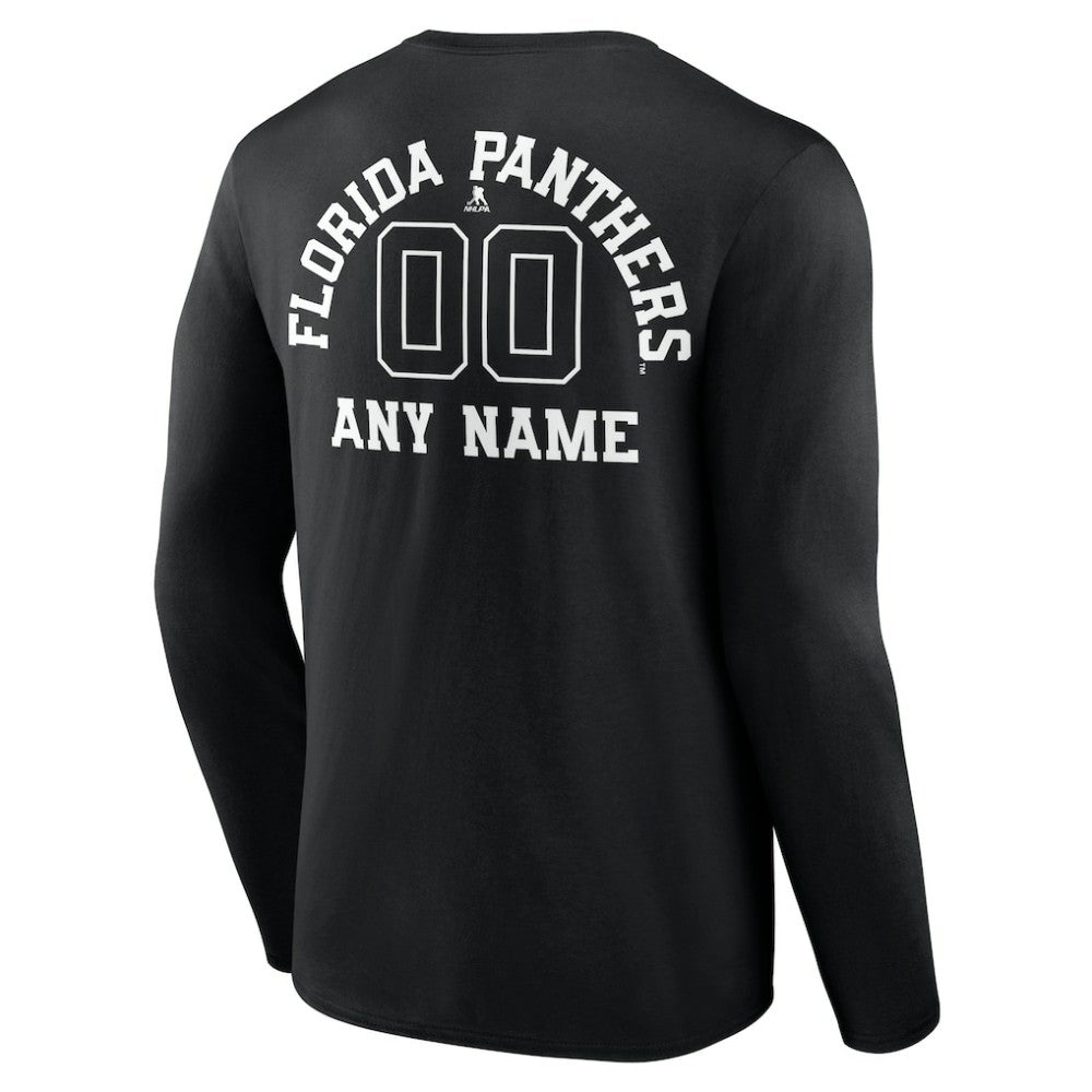 NHL,Custom Florida Panthers Personalized Name & Number Monochrome Long Sleeve T-Shirt - Black