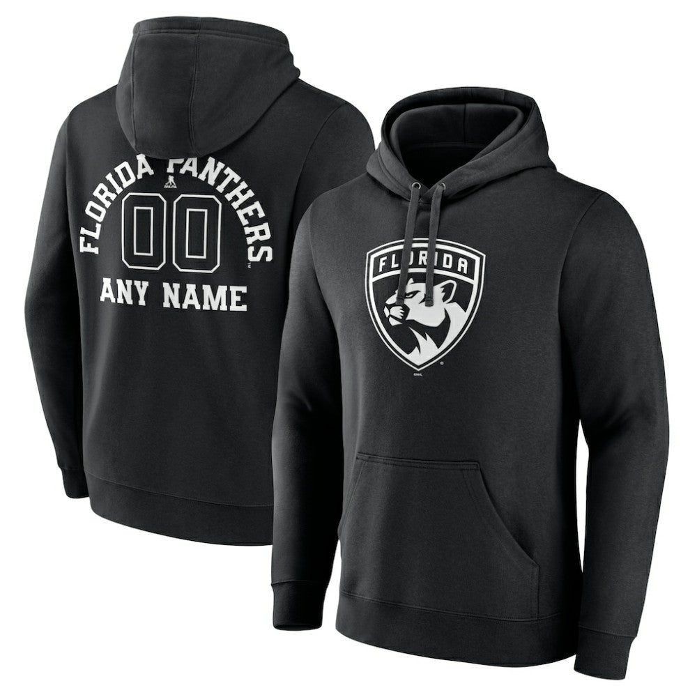 NHL,Custom Florida Panthers Personalized Name & Number Monochrome Pullover Hoodie - Black