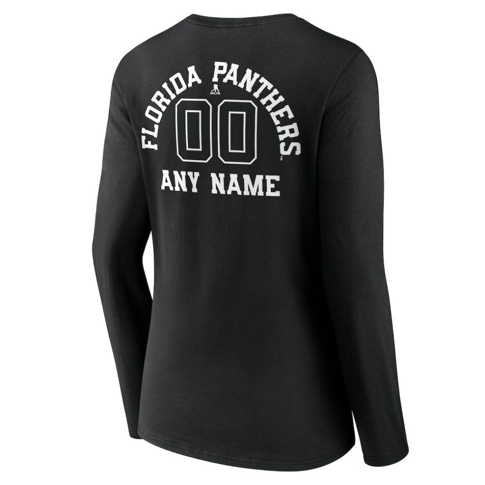 NHL,Custom Florida Panthers Women's Personalized Name & Number Monochrome Long Sleeve V-Neck T-Shirt - Black