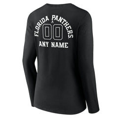 NHL,Custom Florida Panthers Women's Personalized Name & Number Monochrome Long Sleeve V-Neck T-Shirt - Black