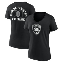 NHL,Custom Florida Panthers Women's Personalized Name & Number Monochrome V-Neck T-Shirt - Black