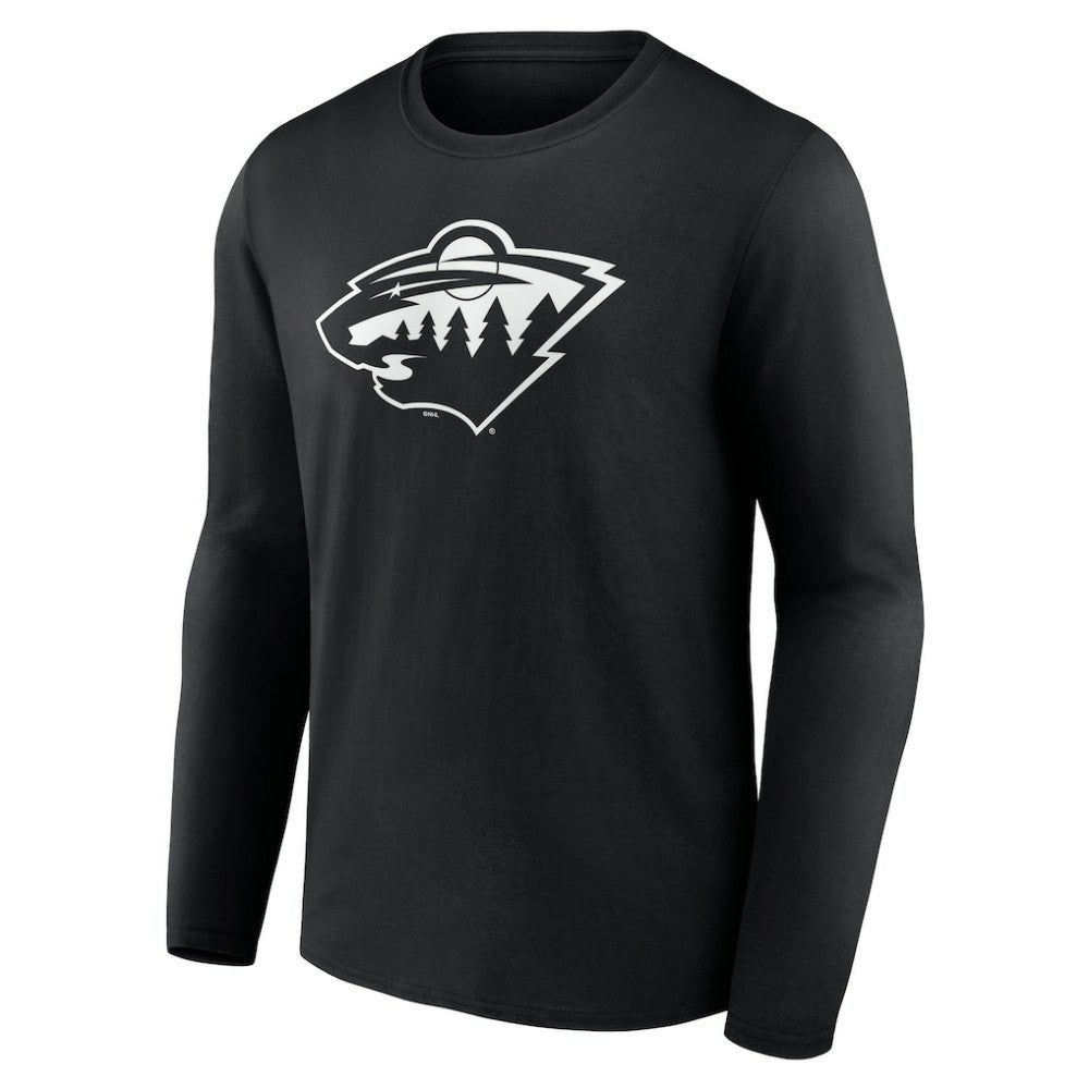 NHL,Custom Minnesota Wild Personalized Name & Number Monochrome Long Sleeve T-Shirt - Black