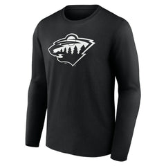 NHL,Custom Minnesota Wild Personalized Name & Number Monochrome Long Sleeve T-Shirt - Black