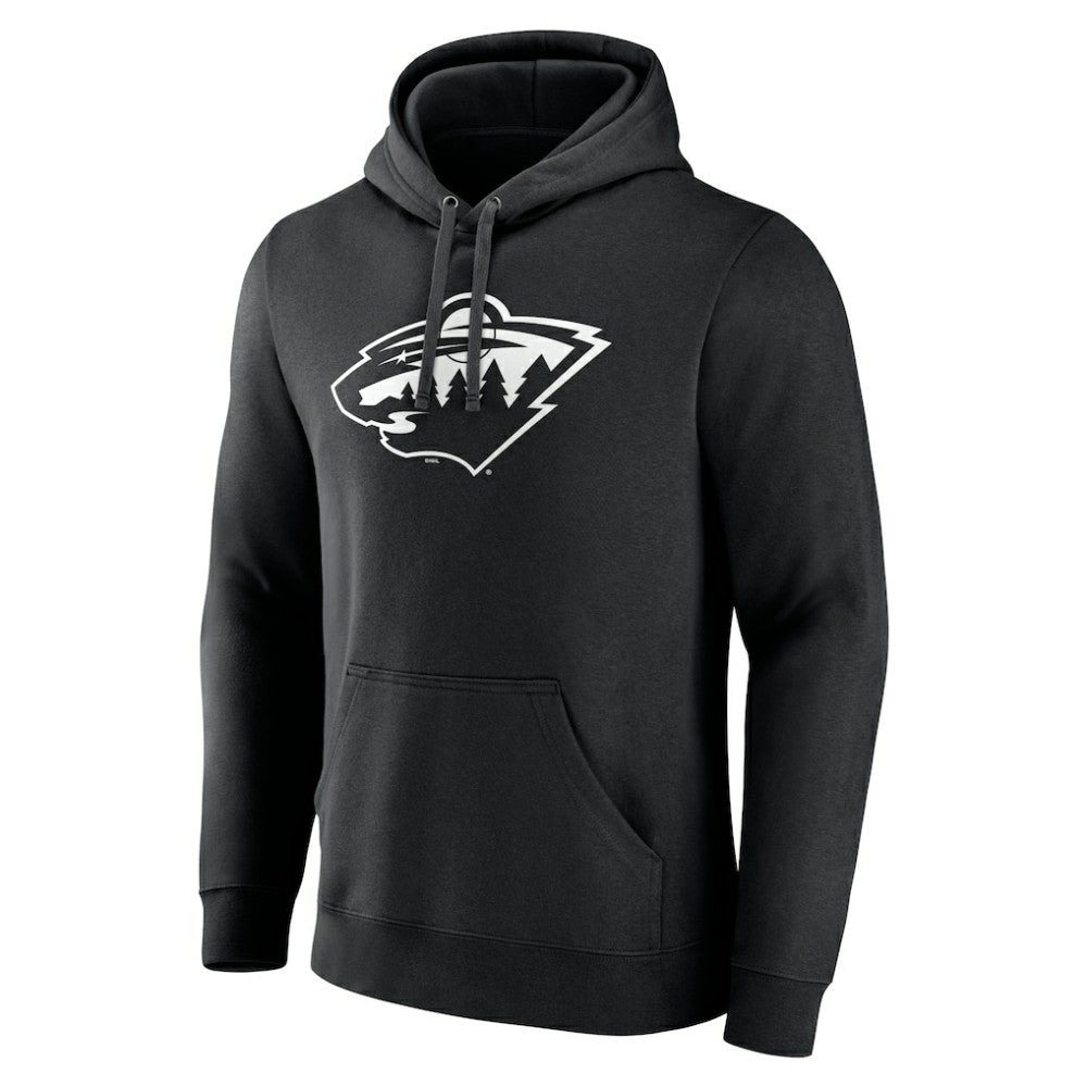 NHL,Custom Minnesota Wild Personalized Name & Number Monochrome Pullover Hoodie - Black