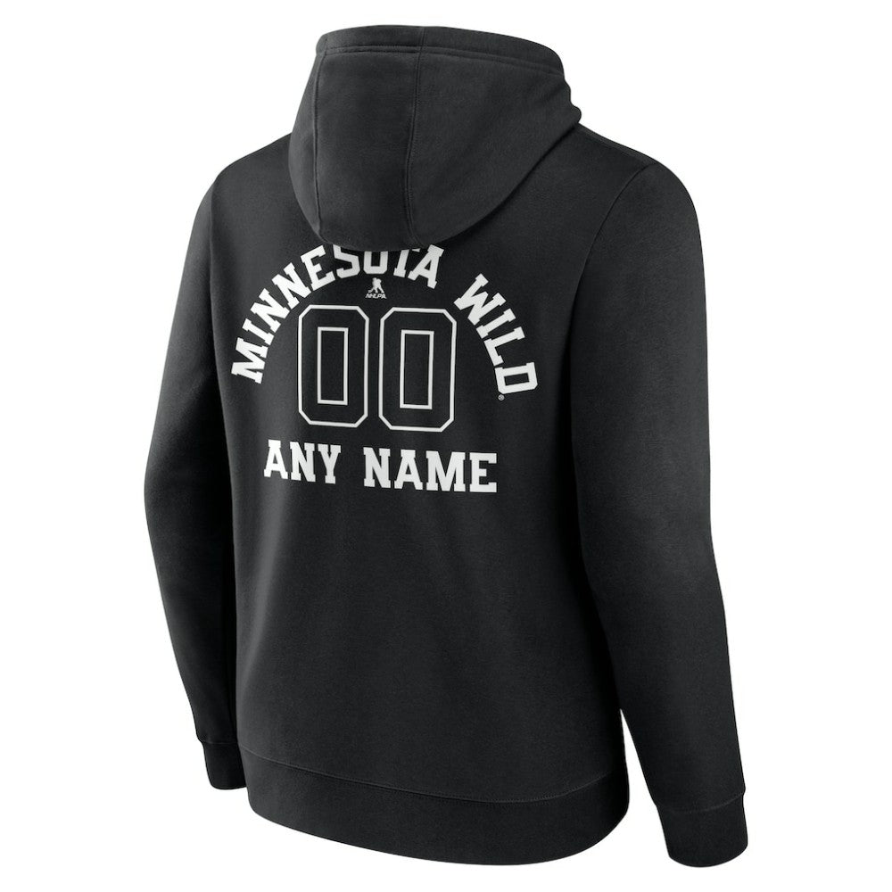 NHL,Custom Minnesota Wild Personalized Name & Number Monochrome Pullover Hoodie - Black