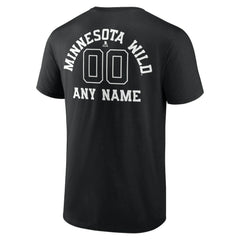 NHL,Custom Minnesota Wild Personalized Name & Number Monochrome T-Shirt - Black