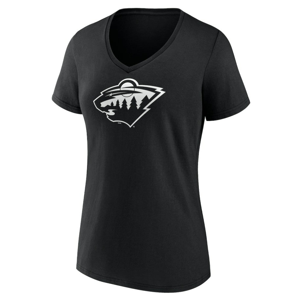 NHL,Custom Minnesota Wild Women's Personalized Name & Number Monochrome V-Neck T-Shirt - Black