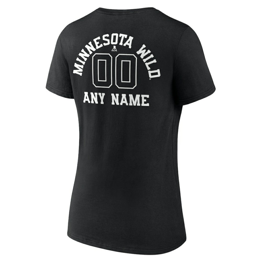 NHL,Custom Minnesota Wild Women's Personalized Name & Number Monochrome V-Neck T-Shirt - Black