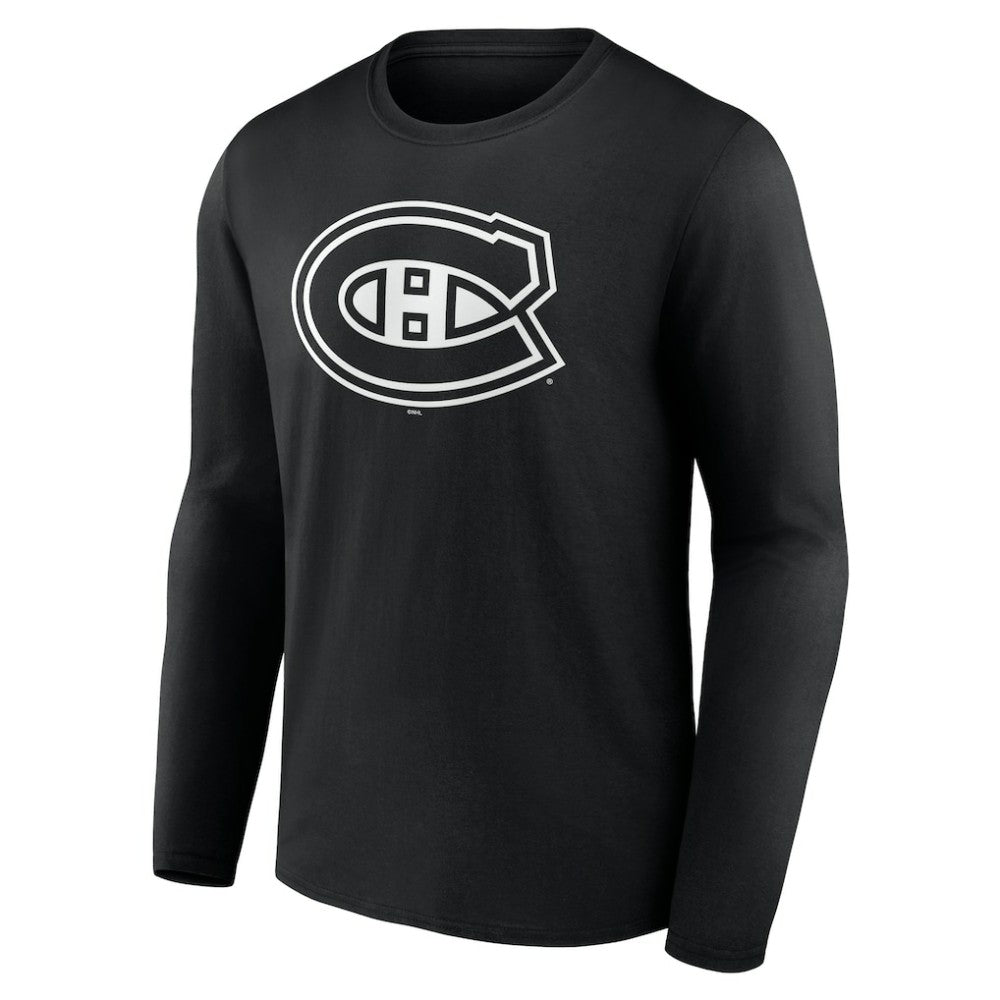 NHL,Custom Montreal Canadiens Personalized Name & Number Monochrome Long Sleeve T-Shirt - Black
