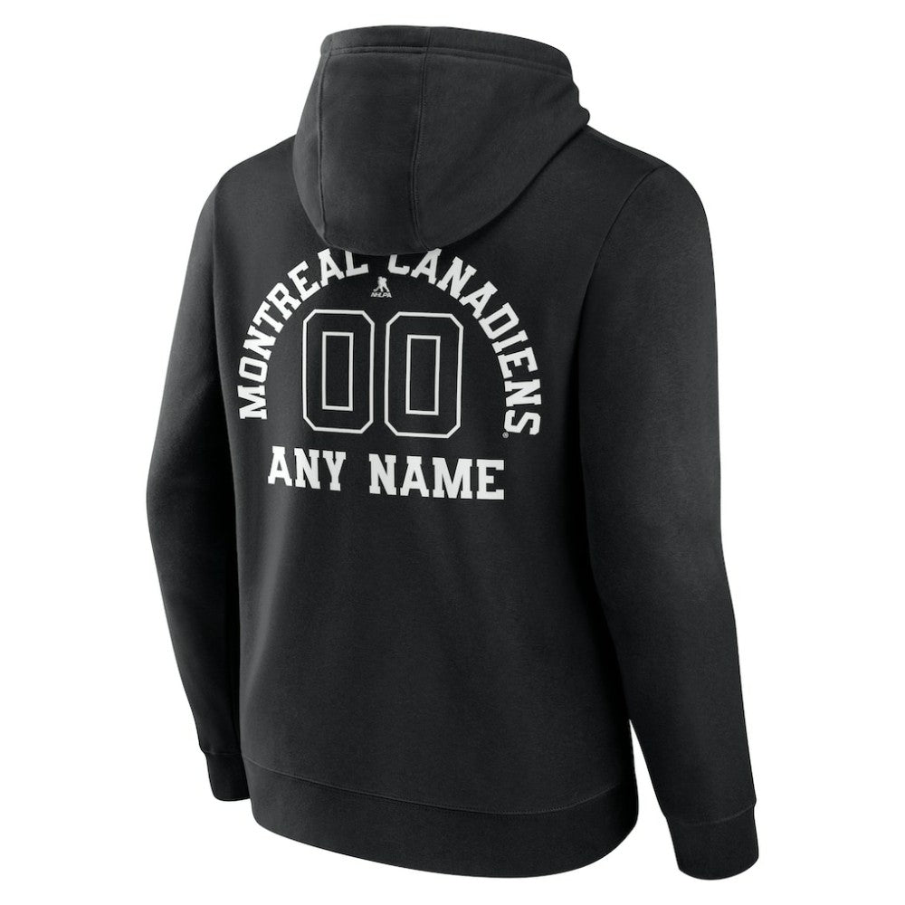 NHL,Custom Montreal Canadiens Personalized Name & Number Monochrome Pullover Hoodie - Black