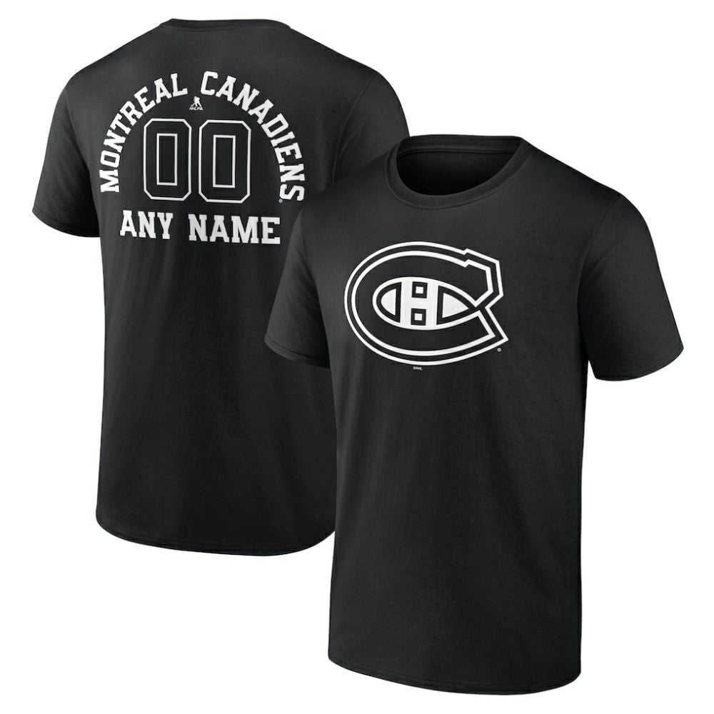 NHL,Custom Montreal Canadiens Personalized Name & Number Monochrome T-Shirt - Black