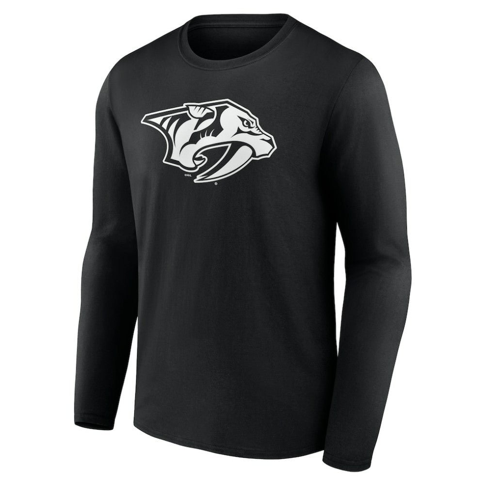 NHL,Custom Nashville Predators Personalized Name & Number Monochrome Long Sleeve T-Shirt - Black