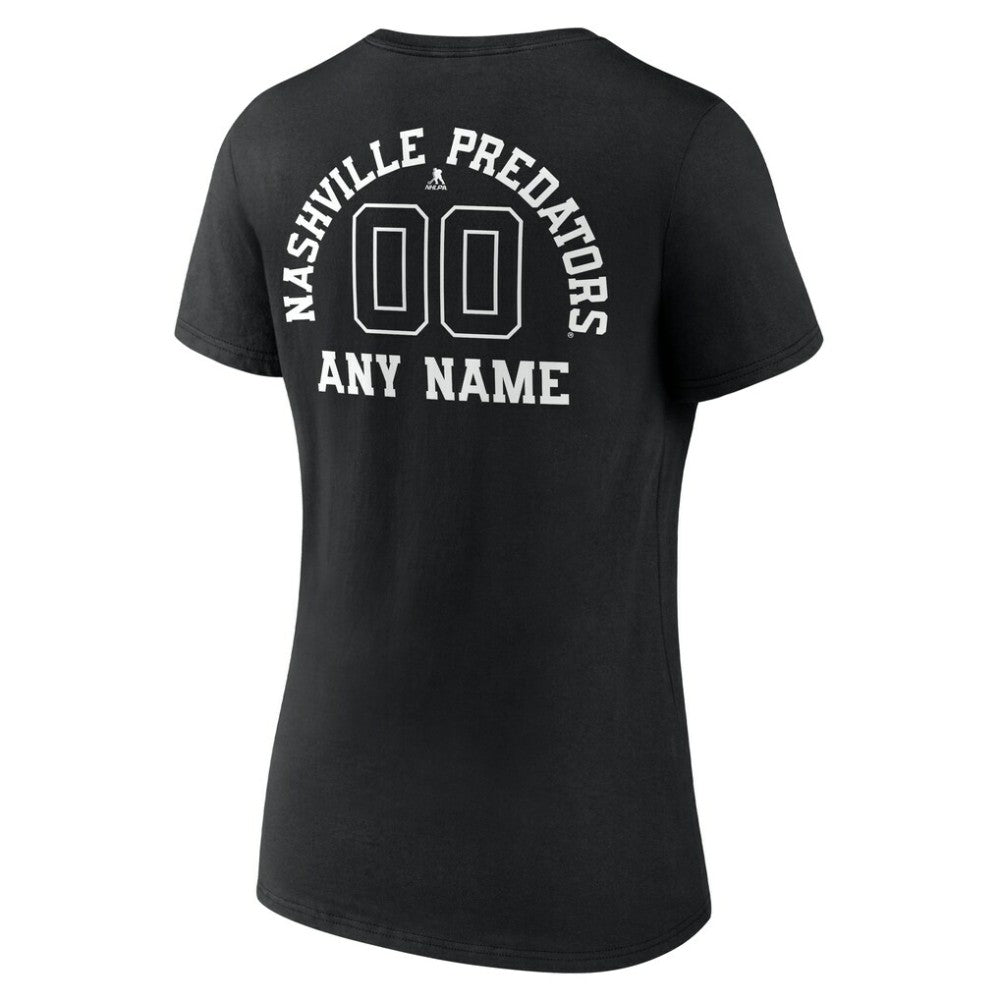 NHL,Custom Nashville Predators Women's Personalized Name & Number Monochrome V-Neck T-Shirt - Black