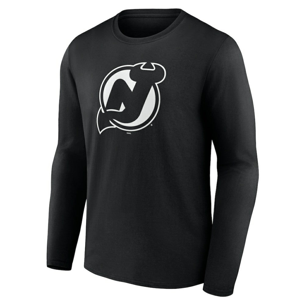 NHL,Custom New Jersey Devils Personalized Name & Number Monochrome Long Sleeve T-Shirt - Black