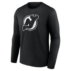 NHL,Custom New Jersey Devils Personalized Name & Number Monochrome Long Sleeve T-Shirt - Black