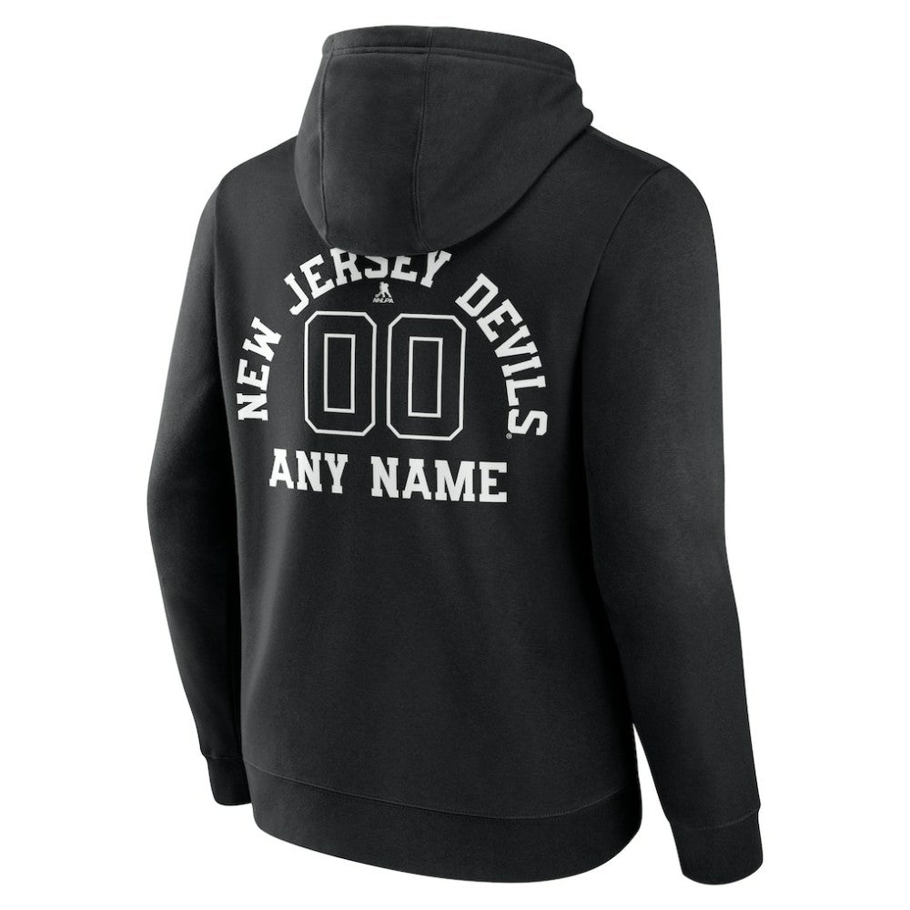 NHL,Custom New Jersey Devils Personalized Name & Number Monochrome Pullover Hoodie - Black