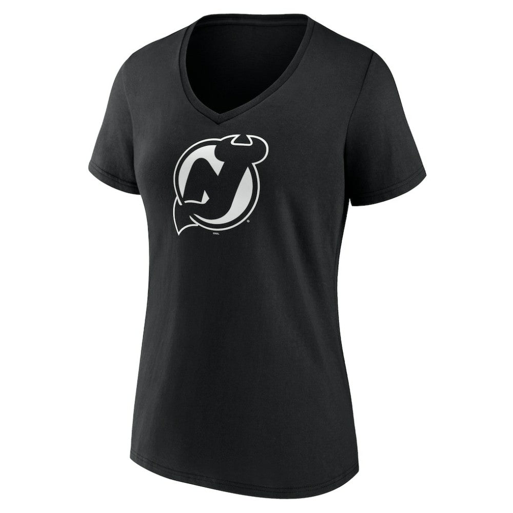 NHL,Custom New Jersey Devils Women's Personalized Name & Number Monochrome V-Neck T-Shirt - Black