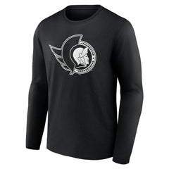 NHL,Custom Ottawa Senators Personalized Name & Number Monochrome Long Sleeve T-Shirt - Black