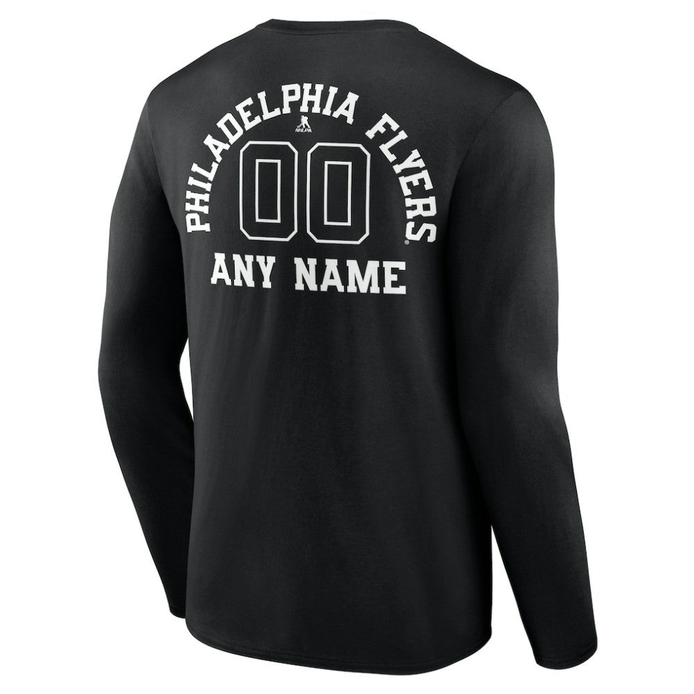 NHL,Custom Philadelphia Flyers Personalized Name & Number Monochrome Long Sleeve T-Shirt - Black