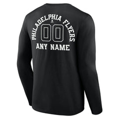 NHL,Custom Philadelphia Flyers Personalized Name & Number Monochrome Long Sleeve T-Shirt - Black