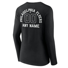 NHL,Custom Philadelphia Flyers Women's Personalized Name & Number Monochrome Long Sleeve V-Neck T-Shirt - Black