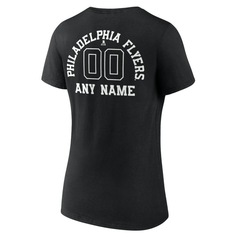 NHL,Custom Philadelphia Flyers Women's Personalized Name & Number Monochrome V-Neck T-Shirt - Black