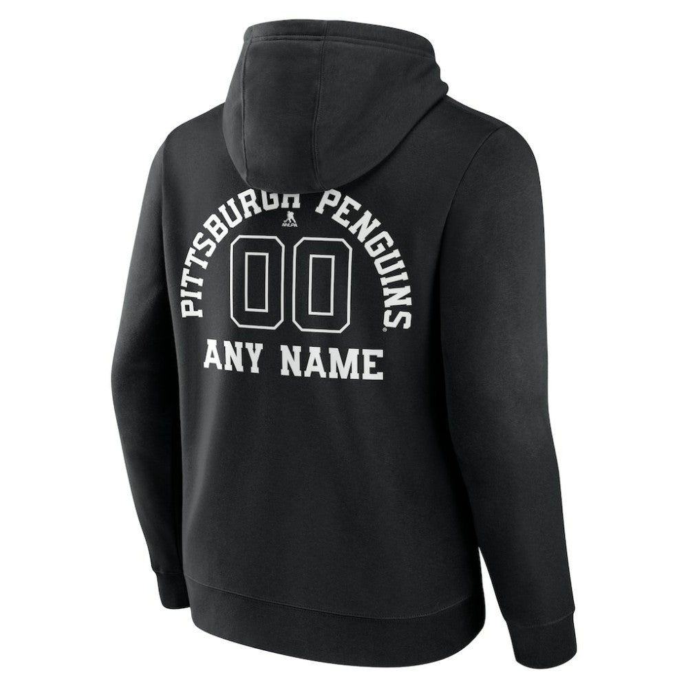 NHL,Custom Pittsburgh Penguins Personalized Name & Number Monochrome Pullover Hoodie - Black
