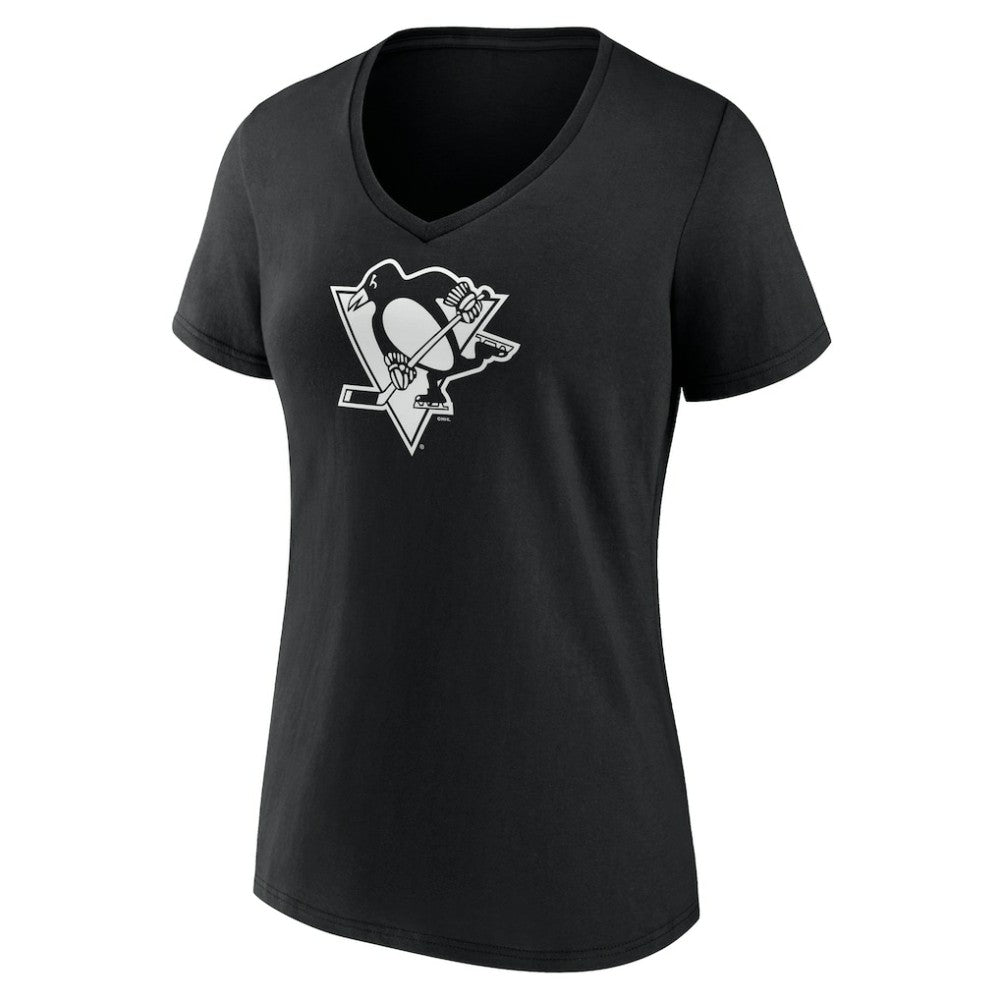 NHL,Custom Pittsburgh Penguins Women's Personalized Name & Number Monochrome V-Neck T-Shirt - Black