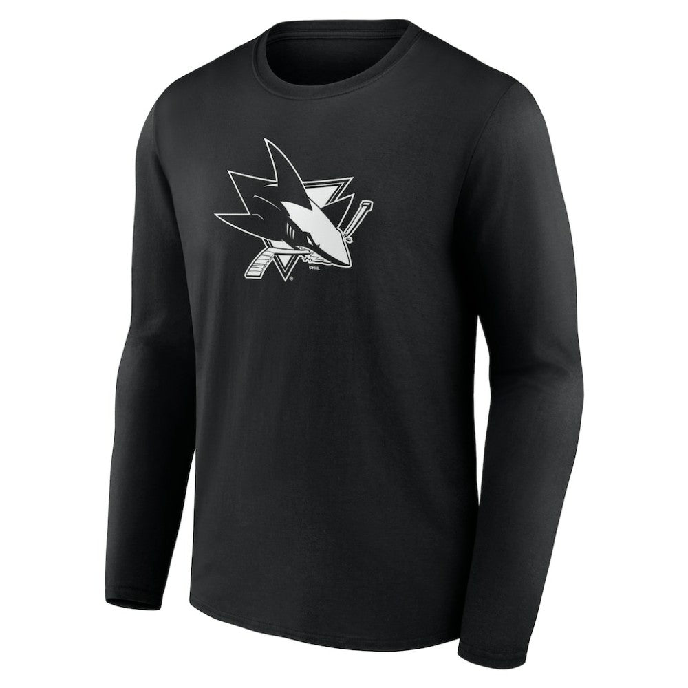 NHL,Custom San Jose Sharks Personalized Name & Number Monochrome Long Sleeve T-Shirt - Black
