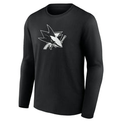 NHL,Custom San Jose Sharks Personalized Name & Number Monochrome Long Sleeve T-Shirt - Black