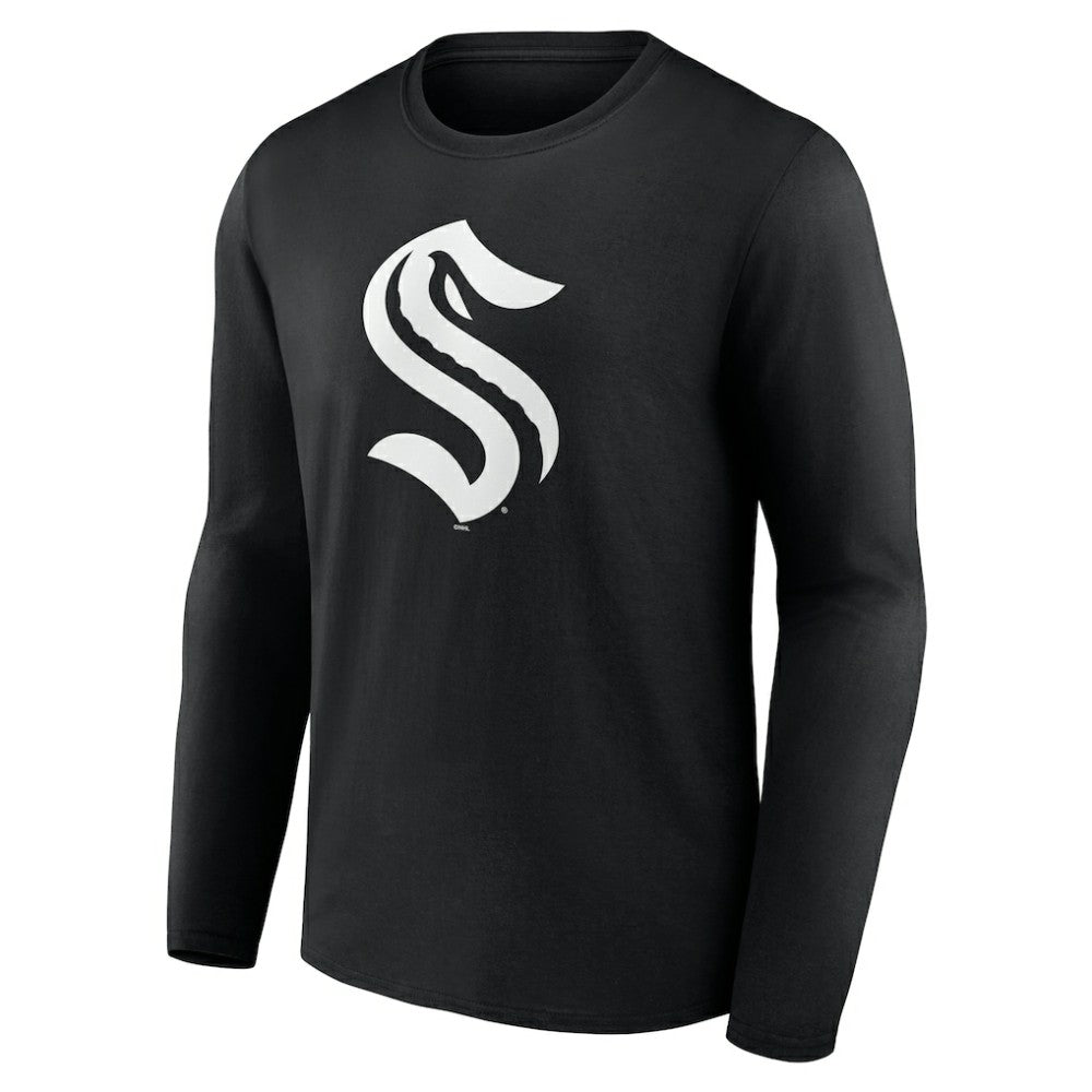 NHL,Custom Seattle Kraken Personalized Name & Number Monochrome Long Sleeve T-Shirt - Black