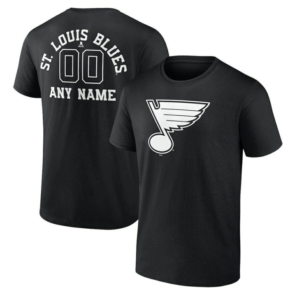 NHL,Custom St. Louis Blues Personalized Name & Number Monochrome T-Shirt - Black