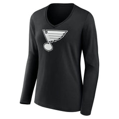 NHL,Custom St. Louis Blues Women's Personalized Name & Number Monochrome Long Sleeve V-Neck T-Shirt - Black