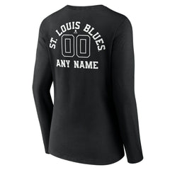 NHL,Custom St. Louis Blues Women's Personalized Name & Number Monochrome Long Sleeve V-Neck T-Shirt - Black