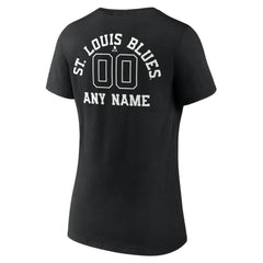 NHL,Custom St. Louis Blues Women's Personalized Name & Number Monochrome V-Neck T-Shirt - Black