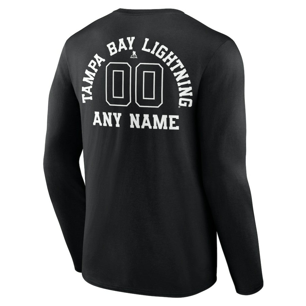 NHL,Custom Tampa Bay Lightning Personalized Name & Number Monochrome Long Sleeve T-Shirt - Black