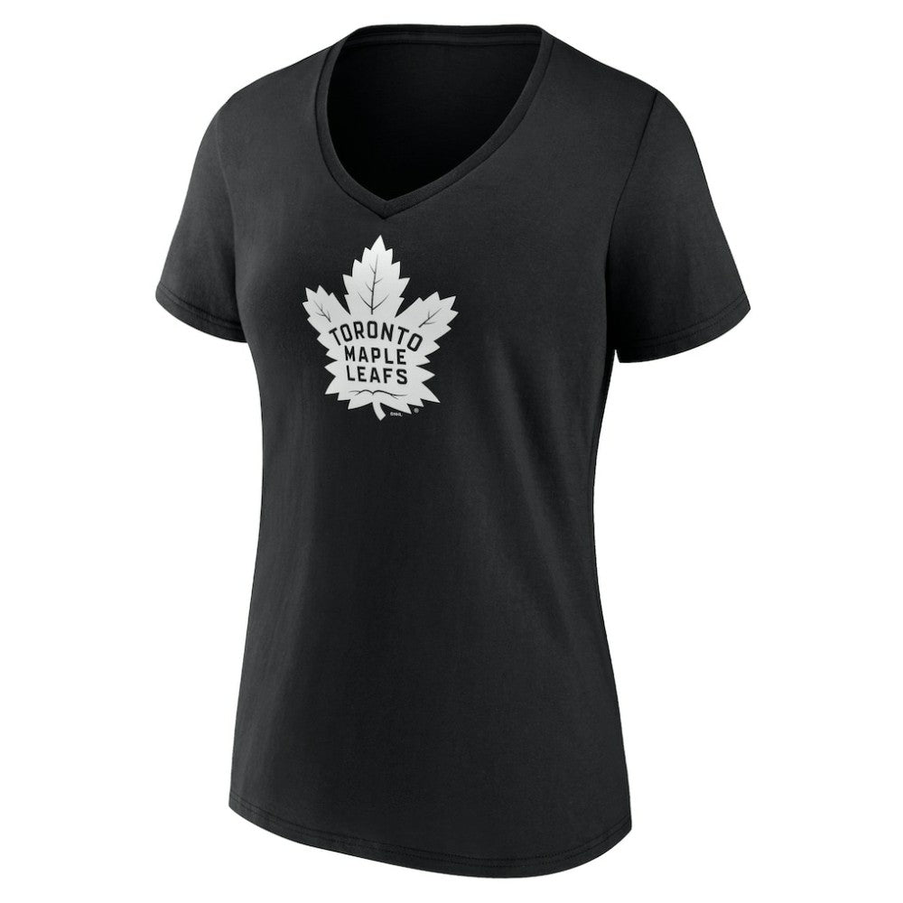 NHL,Custom Toronto Maple Leafs Women's Personalized Name & Number Monochrome V-Neck T-Shirt - Black