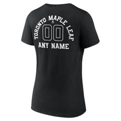 NHL,Custom Toronto Maple Leafs Women's Personalized Name & Number Monochrome V-Neck T-Shirt - Black
