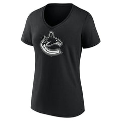 NHL,Custom Vancouver Canucks Women's Personalized Name & Number Monochrome V-Neck T-Shirt - Black