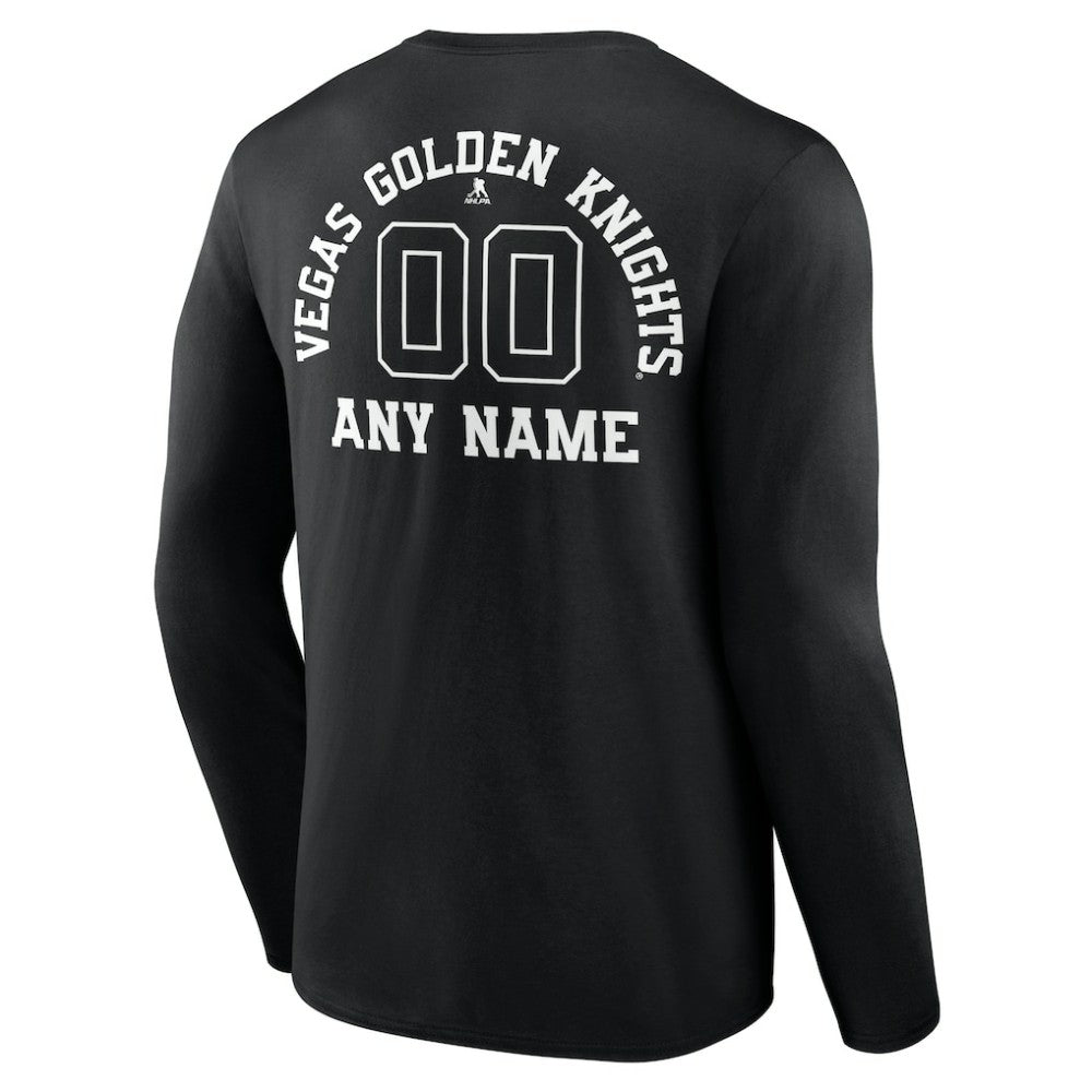 NHL,Custom Vegas Golden Knights Personalized Name & Number Monochrome Long Sleeve T-Shirt - Black
